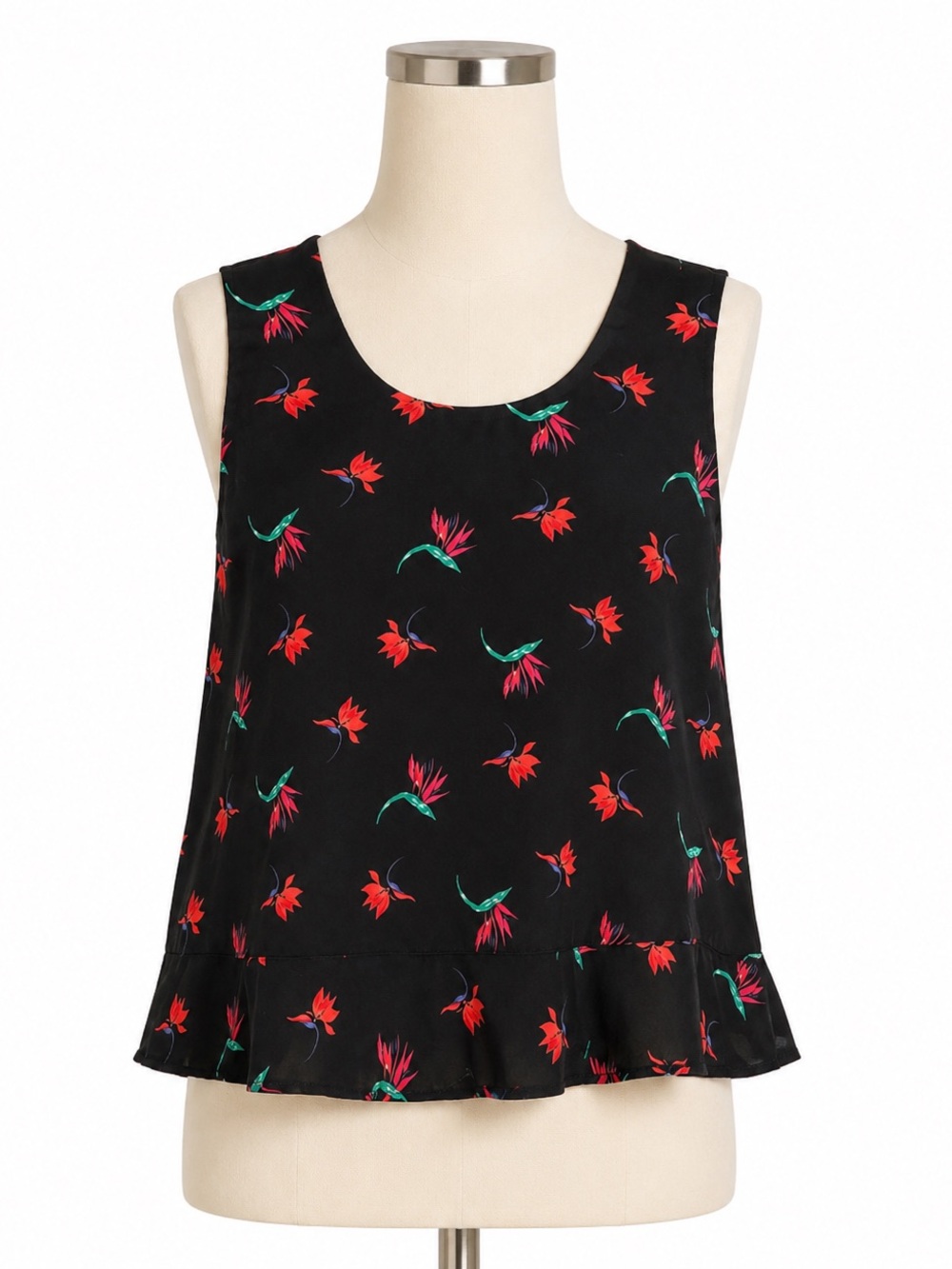 Simply Styled by Sears Sleeveless Blouse – Size Small – Black Floral Top